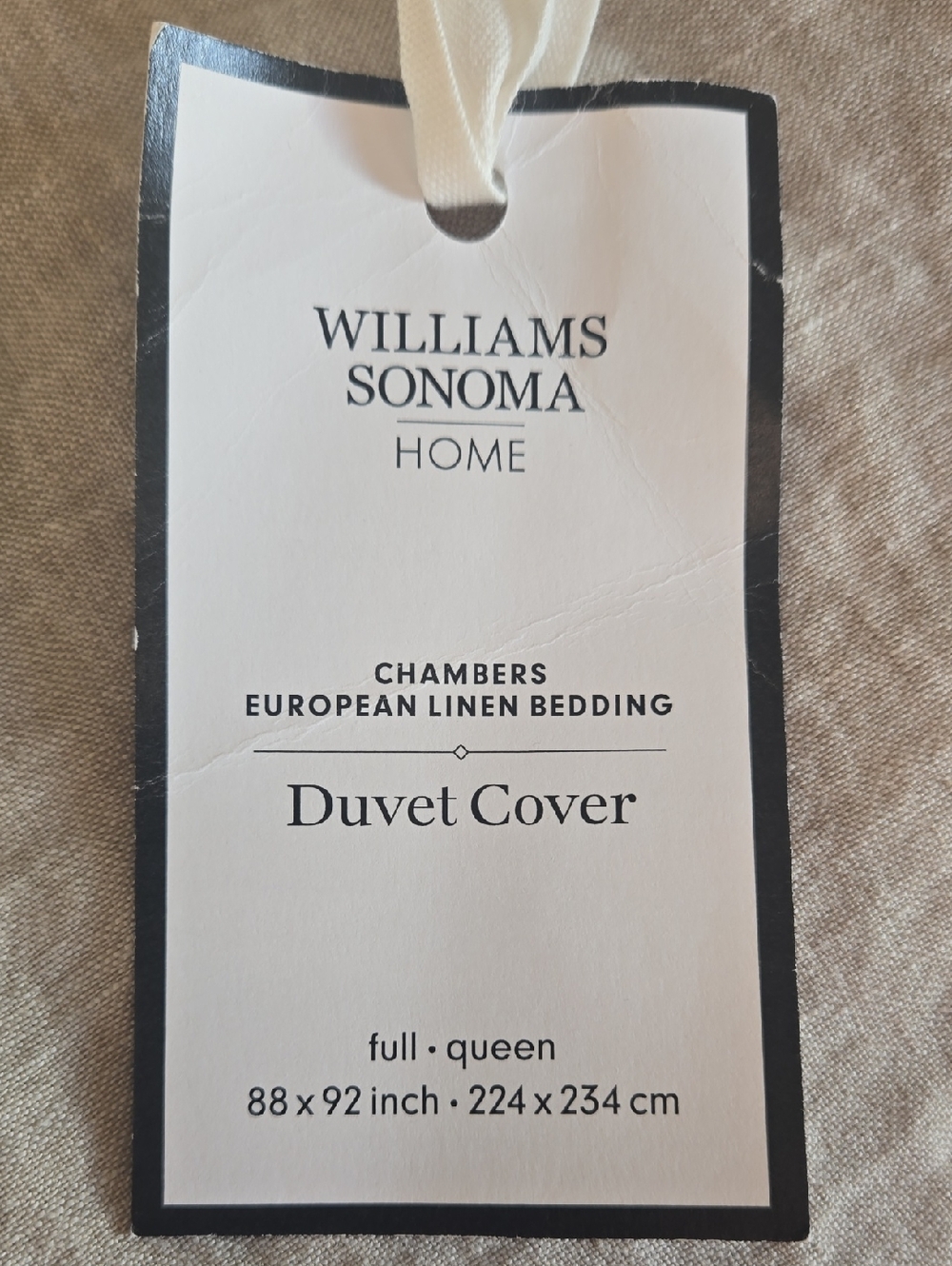Williams Sonoma Linen Duvet Cover in Natural Beige